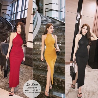 đầm body yếm xẻ đùi