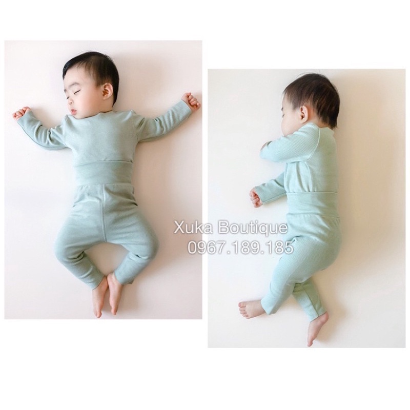 Bộ Mặc Nhà Giữ Nhiệt Cạp Cao Bé Trai Bé Gái - Xuka Boutique - Bộ Quần Áo Dài Tay Nỉ Nhung Thu Đông Cho Bé 9M đến 4Y