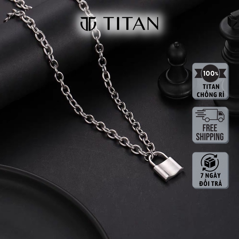 Vòng cổ nam nữ mặt khóa bạc 925 basic Khắc tên theo yêu cầu Titan không gỉ phong cách hiphop TITAN SHOP