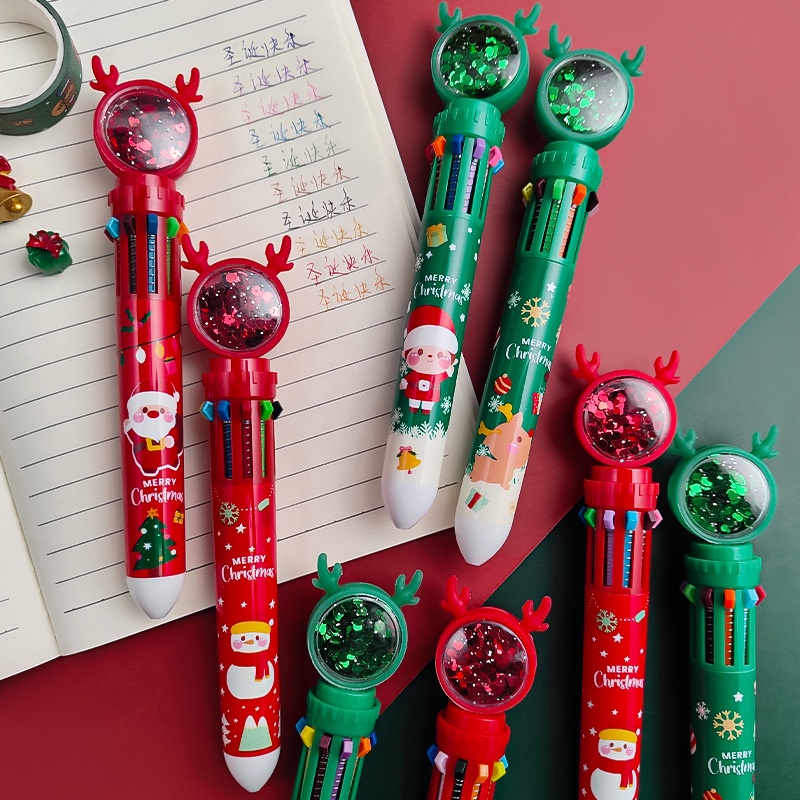 Bút Bi Bấm in Hình Ông Già Noel 0.5 Nhiều Màu Sắc