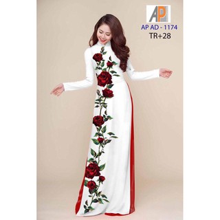 vải áo dài hoa hồng