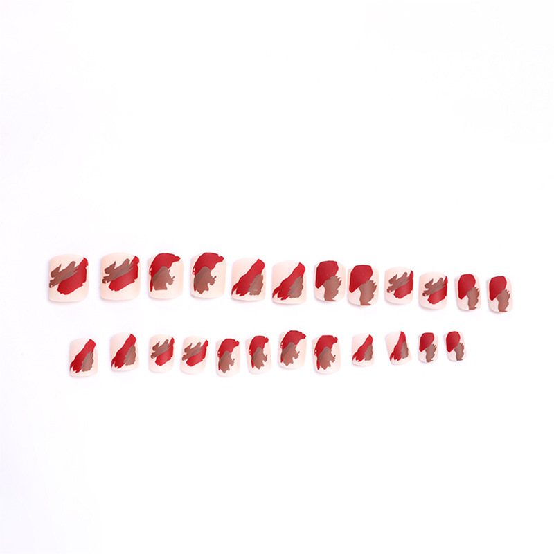 WE FLOWER (Hàng Mới Về) Set 24 Móng Tay Giả Màu Đỏ Rượu Vang Xinh Xắn
