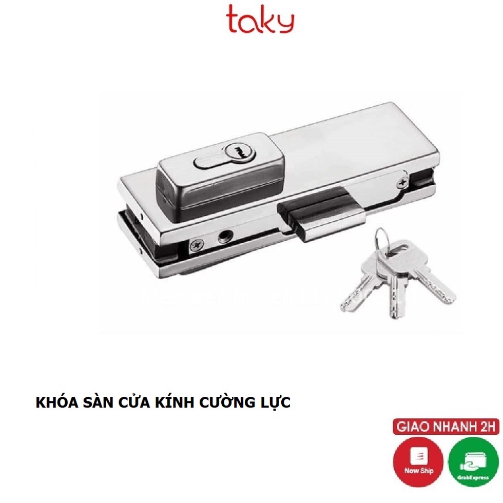 Khóa Sàn - Taky, Lắp Cho Cửa Kính Cường Lực 10 - 12 ly, Loại 2 Đầu Chìa, Cửa Kính Cường Lực VVP Gắn Sàn, 3701