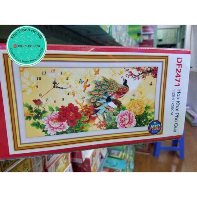 TRANH ĐÍNH ĐÁ ĐỒNG HỒ ĐÔI CÔNG  DF2769 (TRANH CHƯA ĐÍNH)