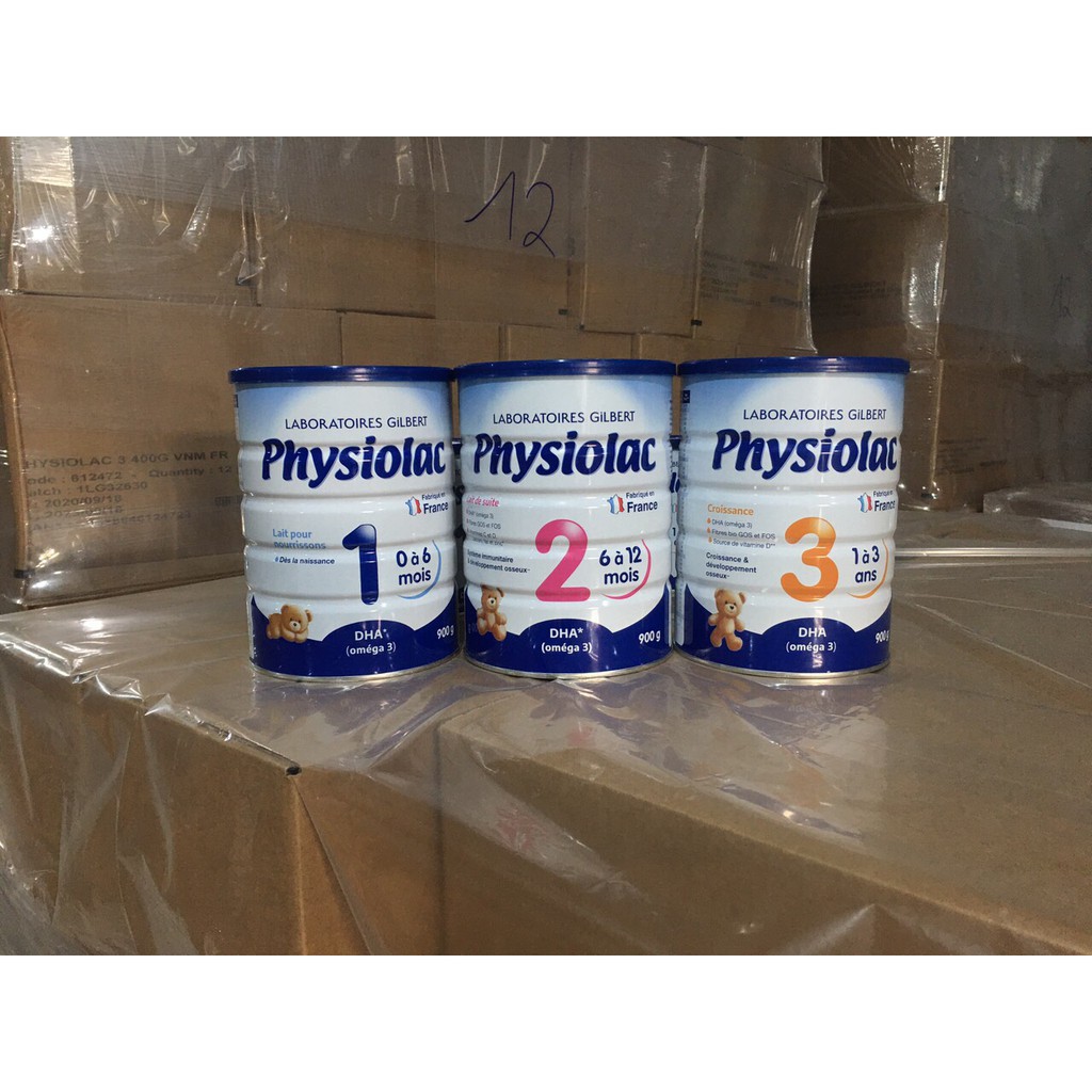 Sữa bột Physiolac số 1, 2, 3 900g Date 2023 [Mẫu mới]