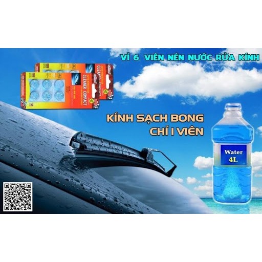 Viên Sủi Rửa Kính Xe Hơi Ô Tô Pha Với 4L Nước