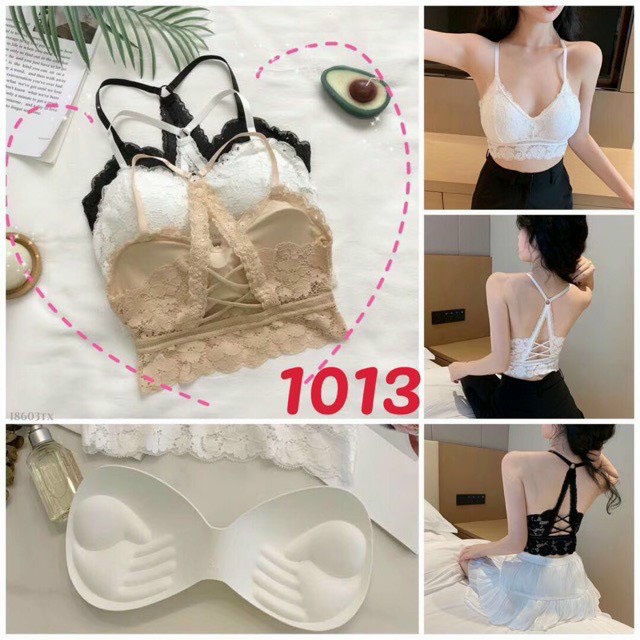 Áo Lót Nữ Yếm Đan Dây Nơ Chất Xốp - Áo Bra Nữ 2 dây tập gym chữ U hở lưng 2 dây không gọng nâng ngực gợi cảm co giãn