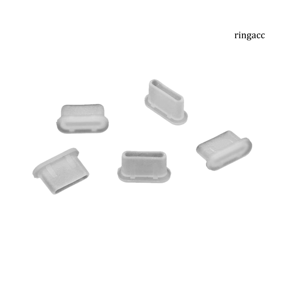 Set 5 nút bịt cổng sạc type C bằng silicon mềm chống bụi cho điện thoại / máy tính bảng