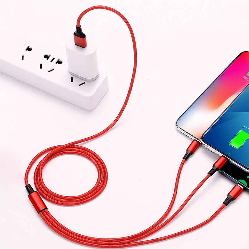 Cáp Sạc Nhanh Ba Trong Một 5A Đa Năng Có Thể Thu Vào Cho Điện Thoại Android