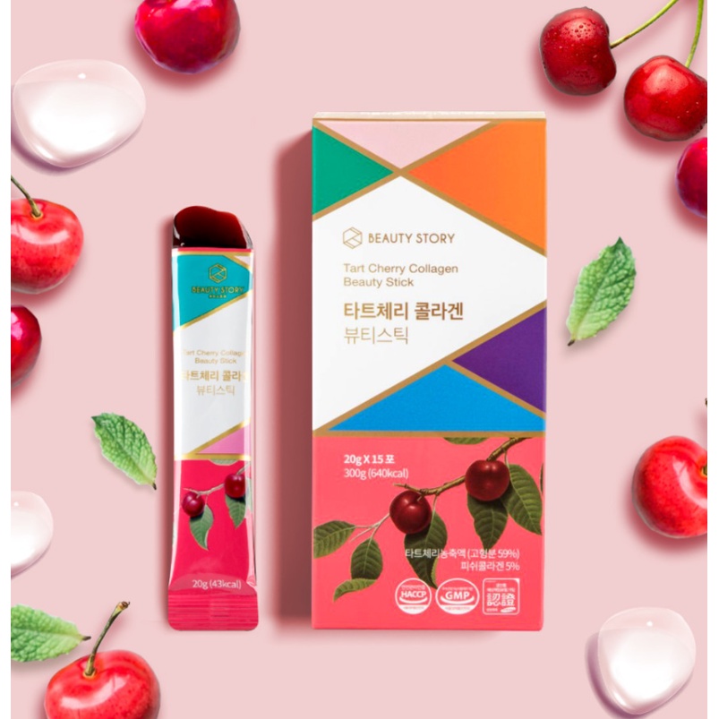 [MUA + GIVE] Thạch Collagen Vitamin BEAUTY STORY Vị Tart Cherry Hàn Quốc - 20g x 15 tuýp