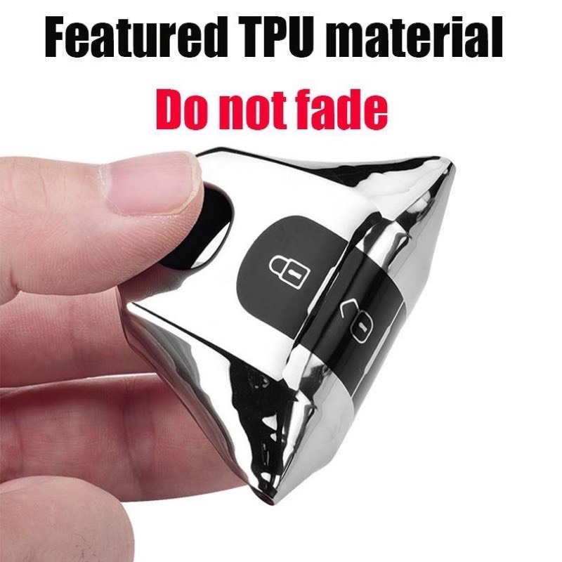 Ốp bảo vệ chìa khóa xe Mazda 6, Mazda 3, CX5 CX8, Mazda 2020_2021 kèm móc khóa nhựa mềm TPU mạ kim loại sáng