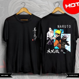Áo thun anime in hình naruto sasuke kakashi anime manga màu đen cực chất