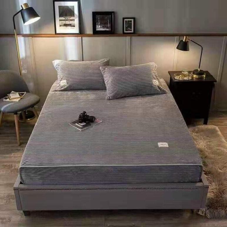 Ga Trải Giường Nỉ Nhung Tăm Cao Cấp (Tặng Kèm Vỏ Gối Nằm ) + Chăn nhung 3.8kg mềm, óng mịn