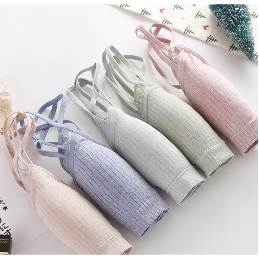 Áo Bra Dây Chéo Lưng , Cotton Thun Gân Tông Màu Pastel | BigBuy360 - bigbuy360.vn