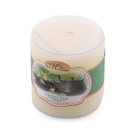 Nến thơm trụ tròn D5H5 Miss Candle MIC4565 5 x 5 cm (Vàng nhạt, hương trà xanh)