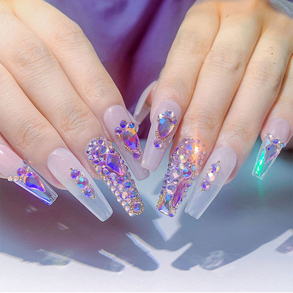 [Hàng mới về] Phụ kiện đá đầy màu sắc thời trang để trang trí móng tay nghệ thuật thủ công