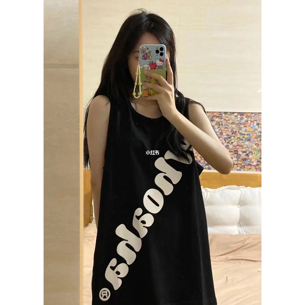 Jiashucheng Áo Ba Lỗ Thể Thao Dáng Rộng In Chữ Phong Cách Hip Hop Mỹ Thời Trang Cho Cặp Đôi