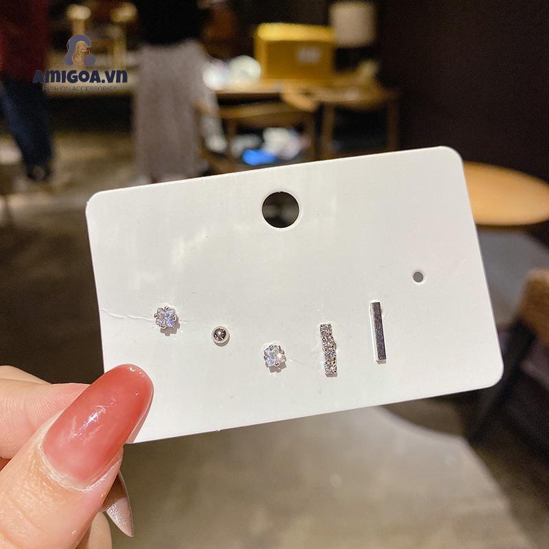 Set 5 Khuyên Tai S925 Không Làm Tổn Thương Da Thời Trang Cho Nữ