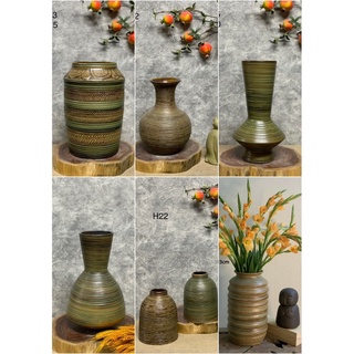 Bình gốm, Lọ hoa gốm men mộc tối giản, Gốm Sứ Bát Tràng