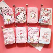 Ví Ngắn Nữ Cầm Tay Hello Kitty Màu Hồng xinh xắn chứa Vừa giấy má Tùy Thân !