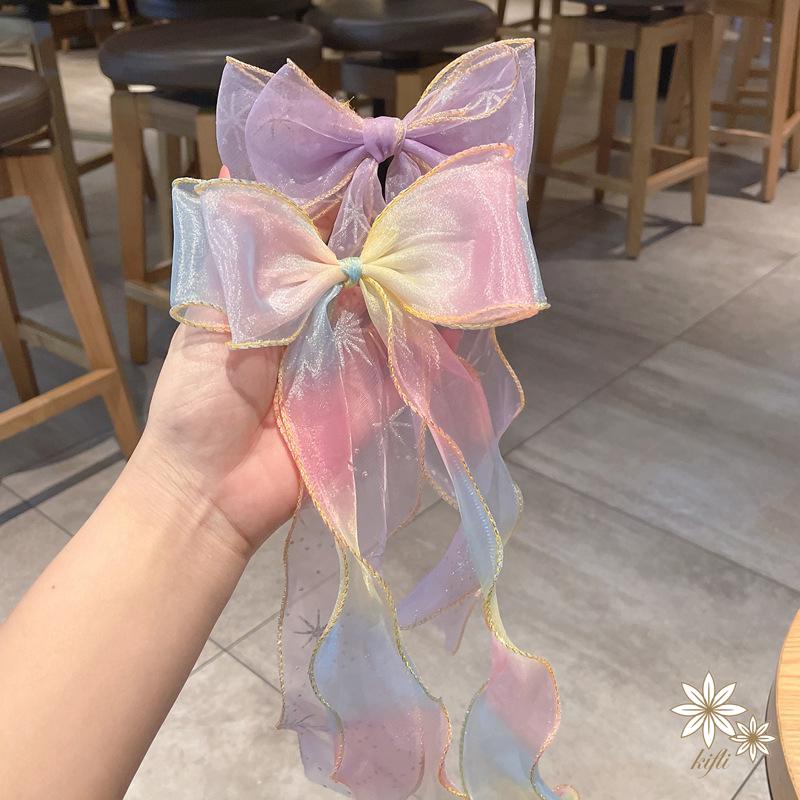 【kifli】Dây Cột Tóc Đính Nơ Ngôi Sao Nhiều Màu Xinh Xắn Cho Bé Gái