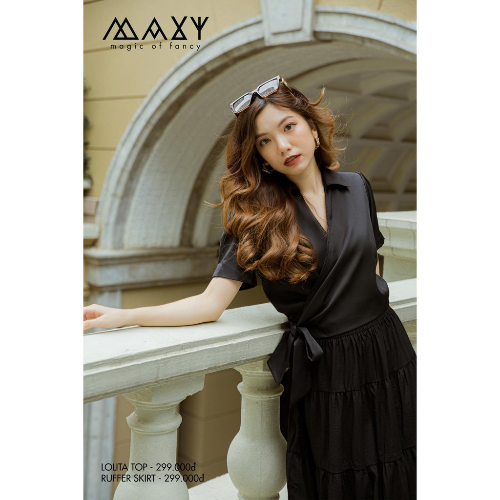 Áo cổ v đắp chéo tà lolita top Maxy Workshop