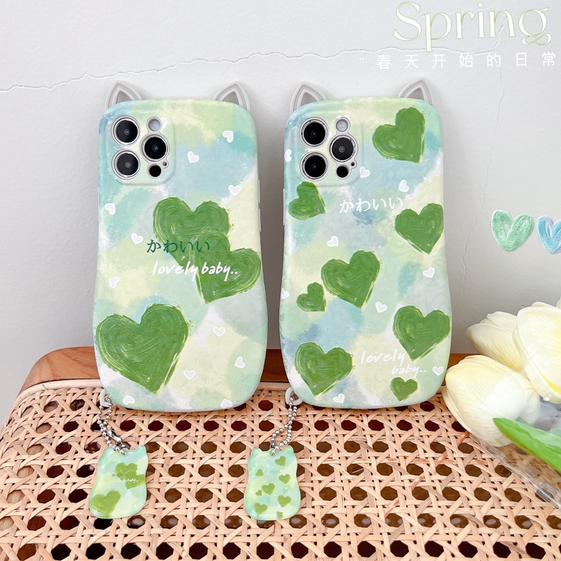 Ốp Điện Thoại TPU Mềm Giả Da Hình Tai Mèo 3D Cho iPhone 13 11 12 Pro Max 12Pro 13Pro X XS Max XR 7 8 Plus