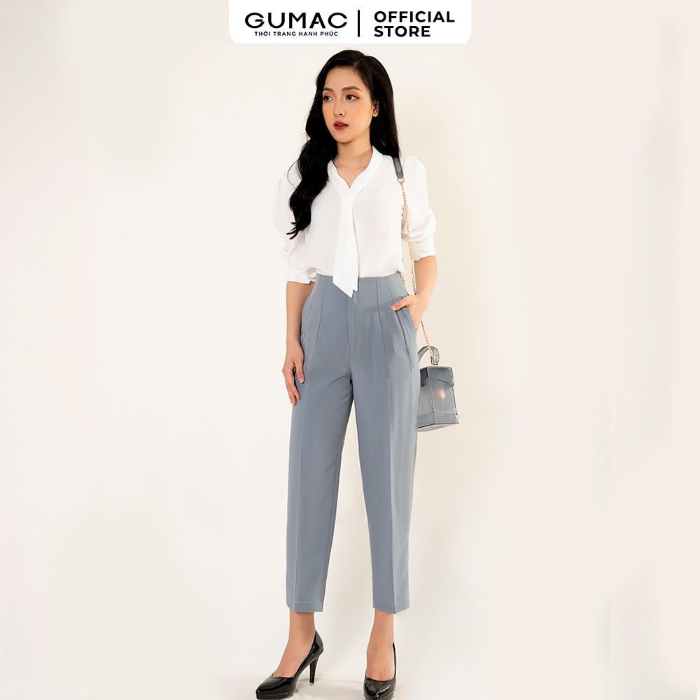 Quần baggy nữ cạp liền GUMAC đồ công sở thanh lịch QB3258