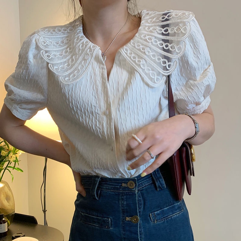 Áo Kiểu Phối Ren Plus Size Thời Trang Mùa Hè Phong Cách Vintage Cho Nữ