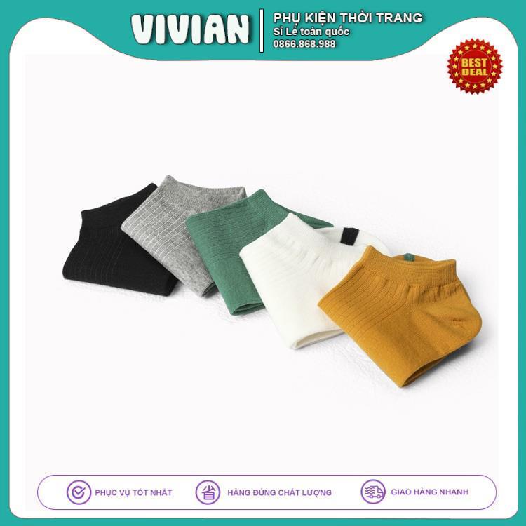 Vớ cổ ngắn Asrla [✨HỘP 5 ĐÔI✨] Tất ngắn nam nữ cotton cao cấp, thoáng khí, mềm nhẹ