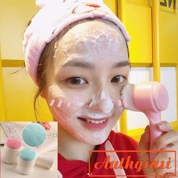 Cọ rửa mặt 2 đầu massage da mặt 1 đầu lông 1 đầu silicon | BigBuy360 - bigbuy360.vn
