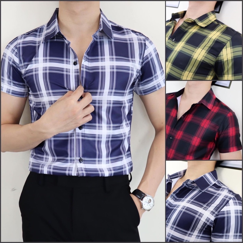 Áo SƠ MI NAM SỌC 3D TAY NGẮN SMTN