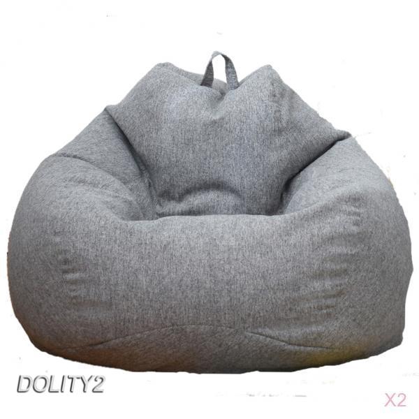 2x Bean Bag Cover Children\'s Chair Soft Plush Toy Organizer Beanbag Gray