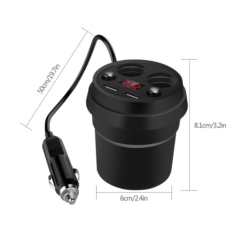 Tẩu củ sạc nhanh 4 in 1 đa năng 2 cổng USB & 2 Socket mở rộng hiệu CHOETECH C0024dành cho xe hơi ô tô - Hàng chính hãng