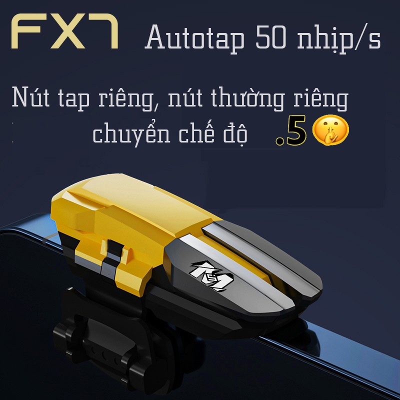 Nút auto tap click 50 nhịp 1 giây FX7 tia chớp tay chơi game Pubg,FF,., thế hệ mới tặng kèm 4 bao tay siêu nhạy gaming