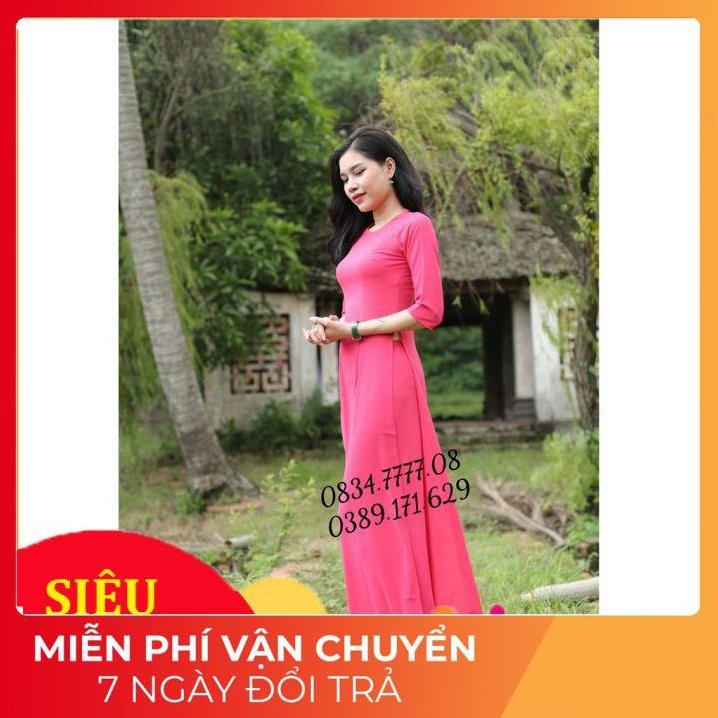 Áo Dài Trơn Màu Hồng Sen Siêu Hot, Mầu Mới_áo dài may sẵn chất đẹp