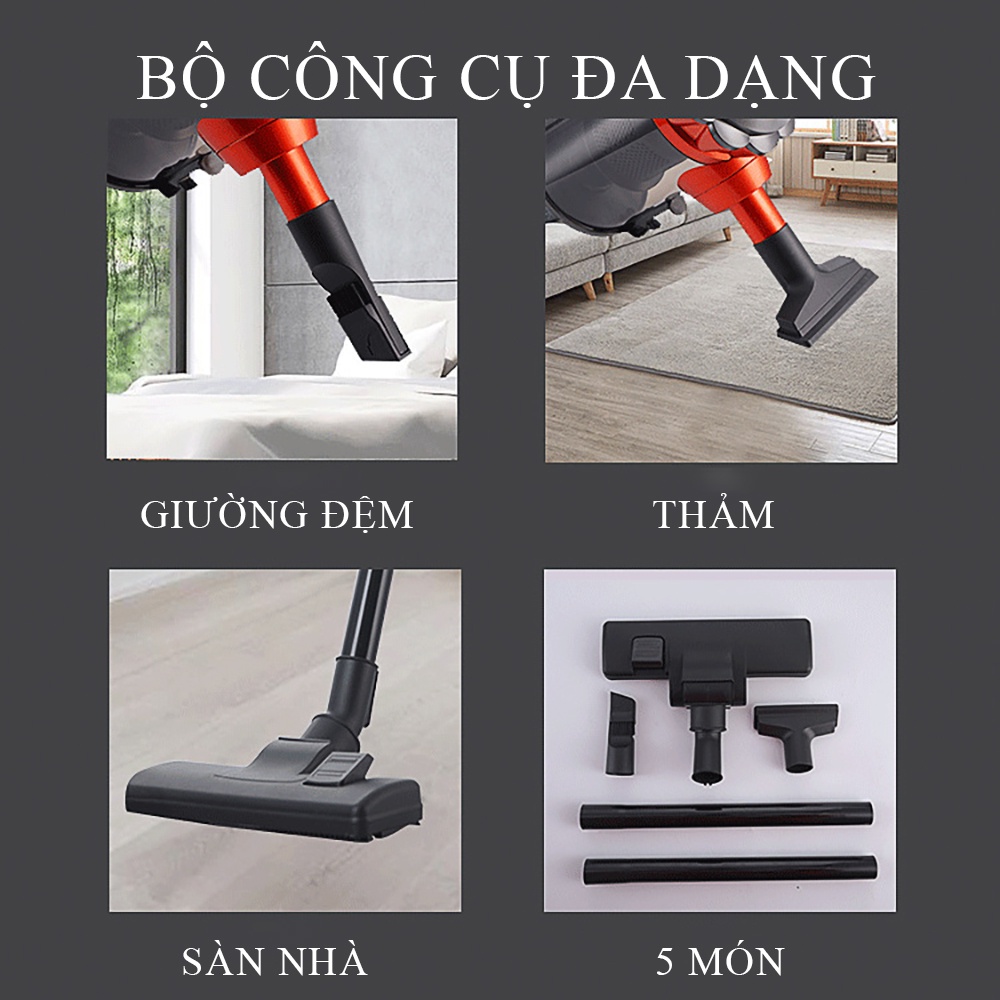 Máy hút bụi cầm tay gia đình, máy hút bụi gia đình 2 trong 1 công suất lớn 600W, hút sạch mọi ngóc ngách