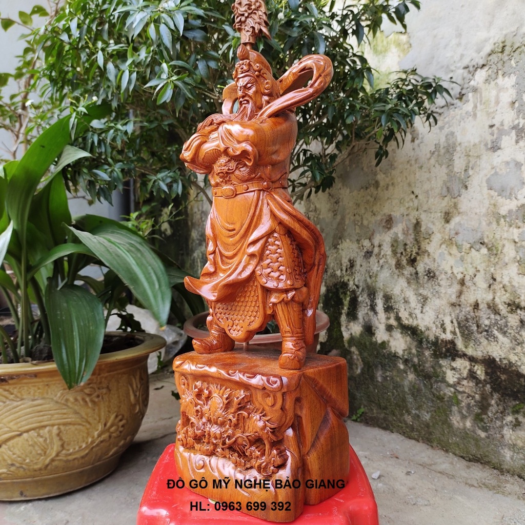 Tượng quan công quan vân trường gỗ hương cao 40cm