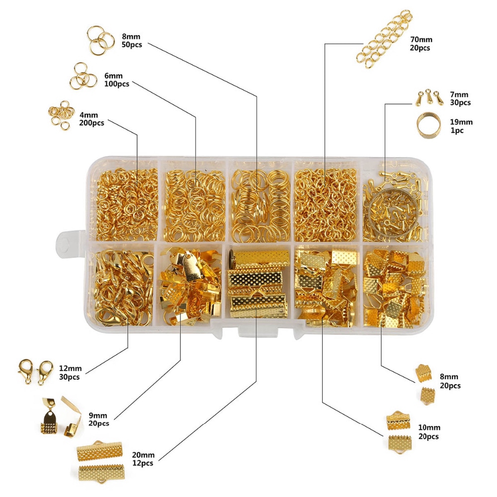 1 Hộp phụ kiện vòng/khóa tôm hùm/chuỗi/khóa kẹp/móc treo 3 màu tùy chọn cho trang sức vòng cổ DIY