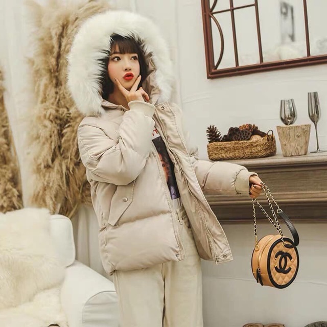 Áo khoác phao trần bông, mũ lông đại hàn phong cách Hàn Quốc kiểu dáng mới 2021 | BigBuy360 - bigbuy360.vn