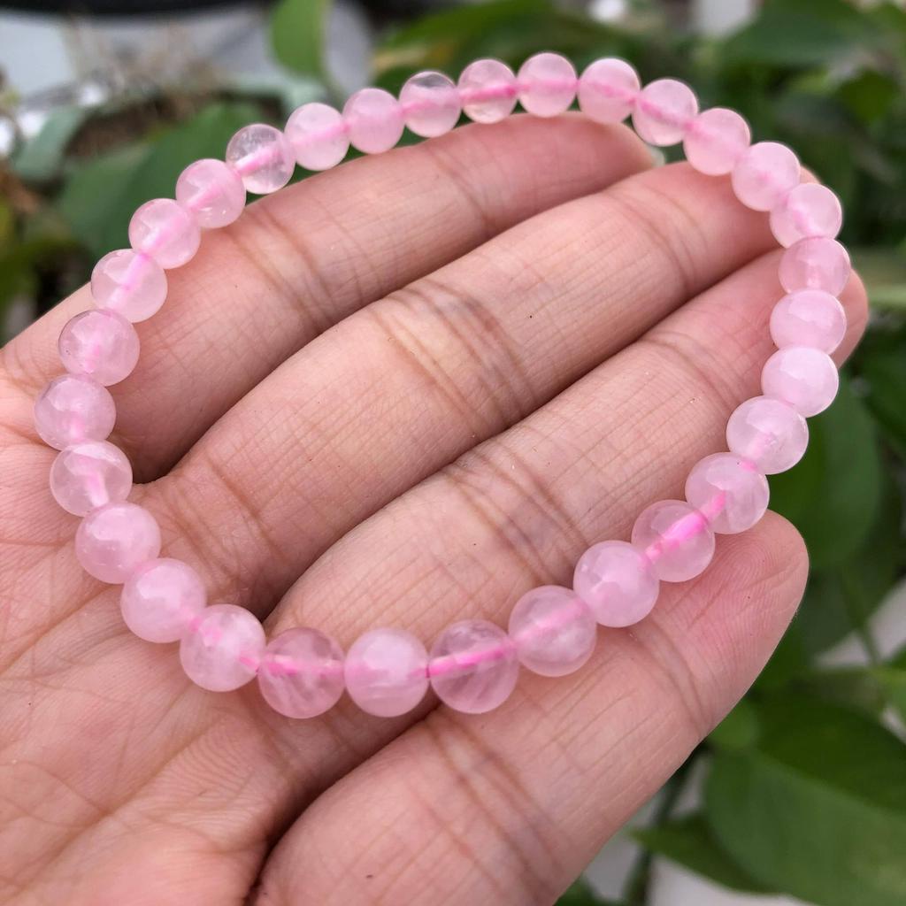 Vòng Tay Chuỗi Hạt Đá Quý Màu Hồng Tự Nhiên