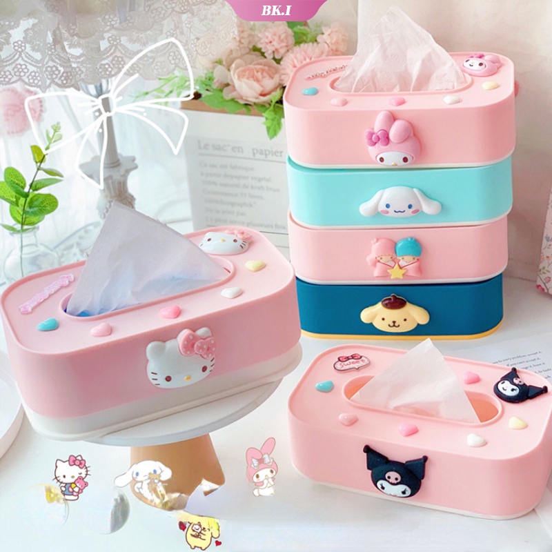 Hộp Đựng Khăn Giấy 21Cm Họa Tiết Hoạt Hình My Melody Kuromi Cinnamoroll Có Thể Gập Lại Cho Phòng Khách