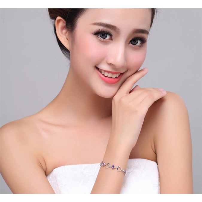 Vòng tay trái tim phong cách Hàn bạc ý 925-LT29