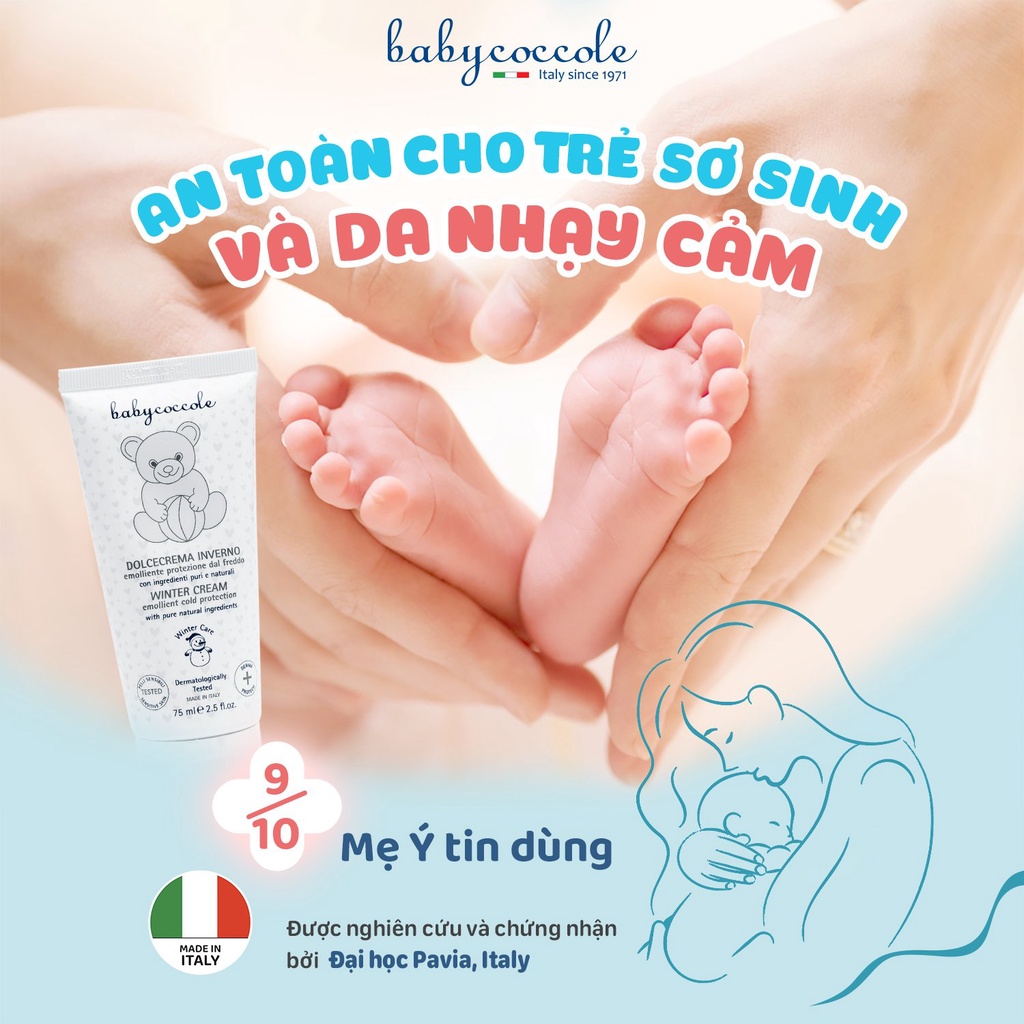 Kem nẻ & giữ ấm cho bé 2in1 Babycoccole 0M+ dưỡng ẩm da trẻ em, em bé từ sơ sinh chiết xuất sáp ong và vitamin 75ml