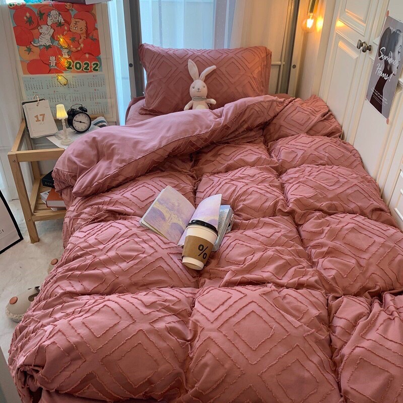 Bộ Chăn Ga Gối Đũi Hàn Vintage Hàng Nhập Khẩu Cao Cấp 4 Món