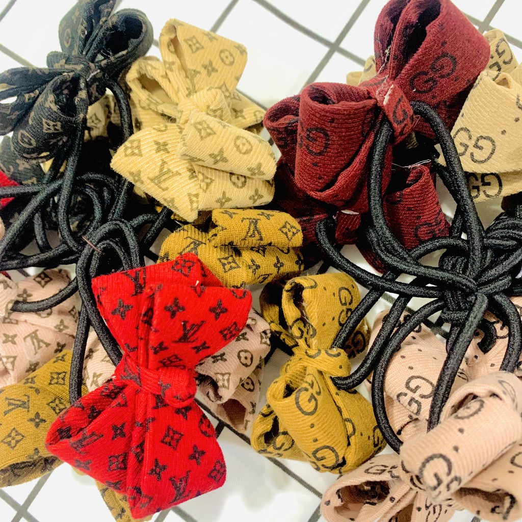 Dây cột tóc đính nơ guc.ci cỡ lớn phong cách Hàn Quốc cho nữ