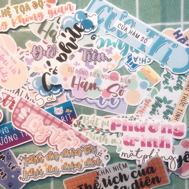 Tiêu đề toán lớp 12, sticker tựa đề tự thiết kế. Set 26 tựa