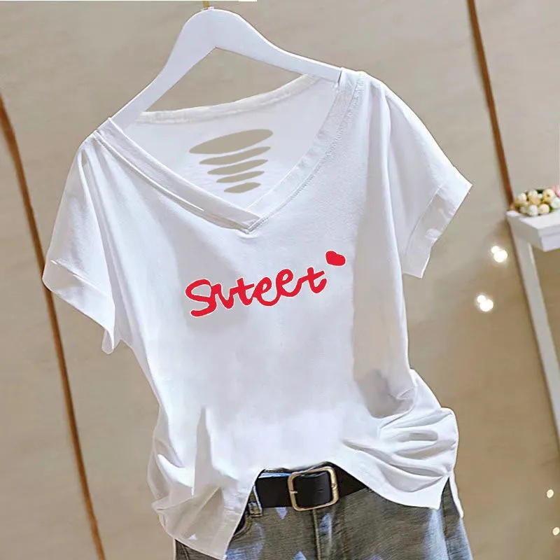 Áo Thun Tay Ngắn Cổ Chữ V Plus Size C9463