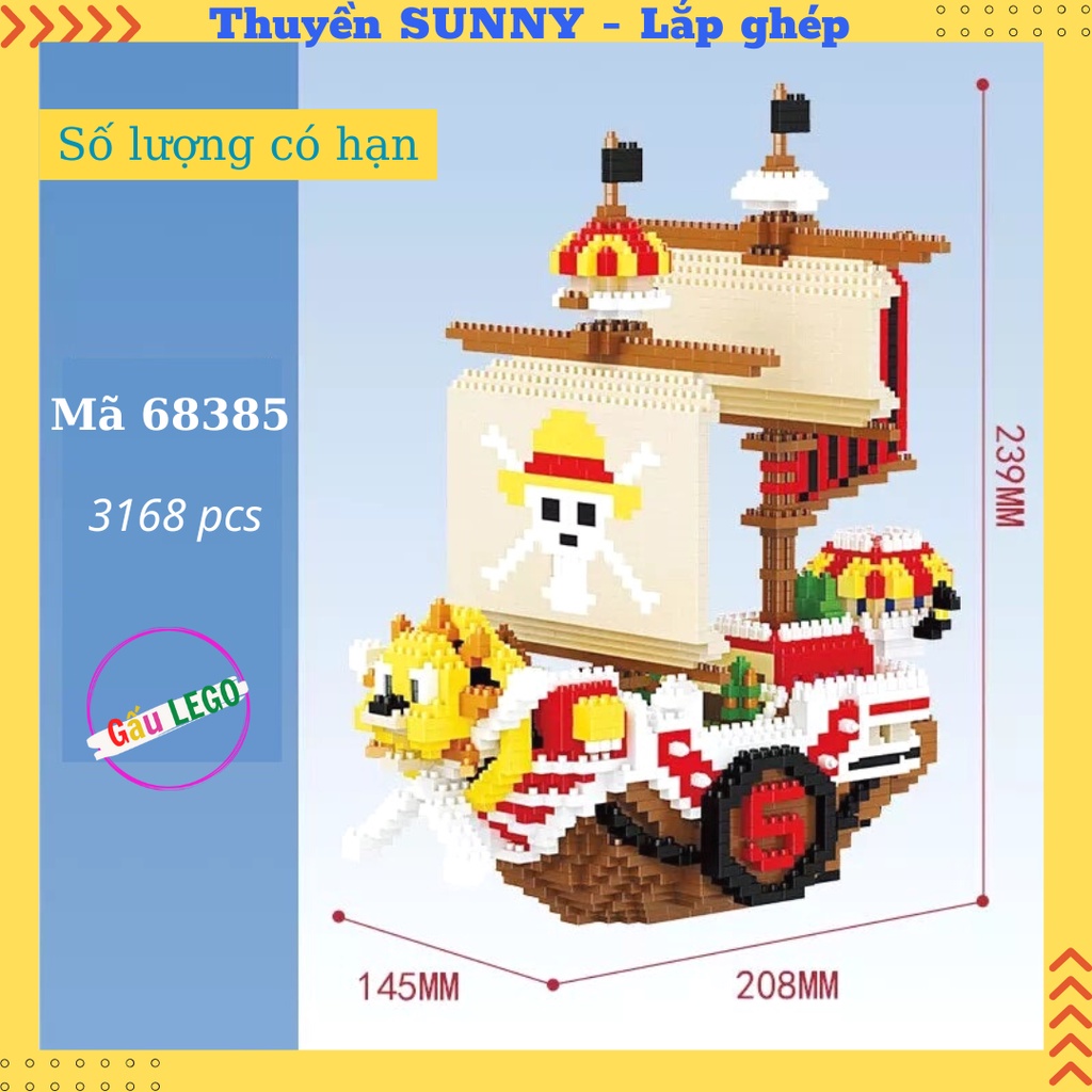 Đồ chơi lắp ghép Thuyền Sunny - Mô hình lắp ghép Thuyền Thousand Sunny One Piece, Đảo Hải Tặc - Mã 68385 - 3168pcs