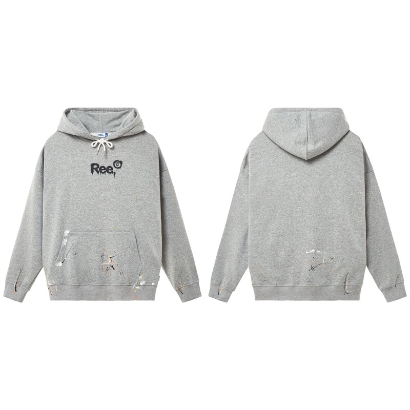 LOCAL BRAND REE - ÁO HOODIE VẨY SƠN THỦ CÔNG MÀU XÁM